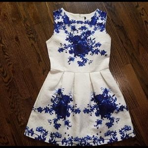 Blue and White Floral Dress